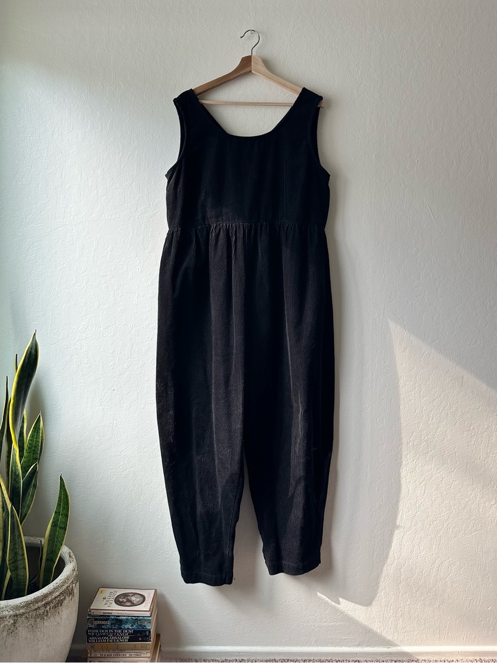 Lucy & yak bowie jumpsuit romper black cotton corduroy uk 16 us 12 oversized